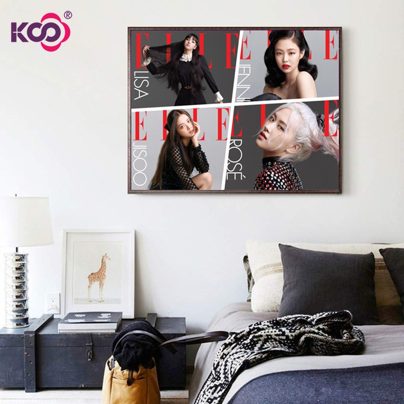 Bộ tranh đính đá 5D tự làm hình nhóm nhạc BLACKPINK kích thước 40x30cm