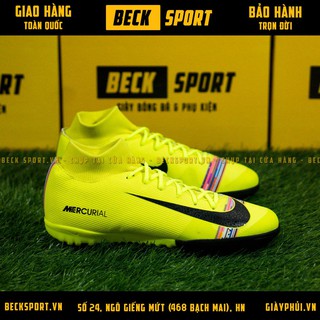 Giày Bóng Đá TQ Mercurial Superfly CR7 Academy Nõn Chuối Vạch Đen Cao Cổ TF