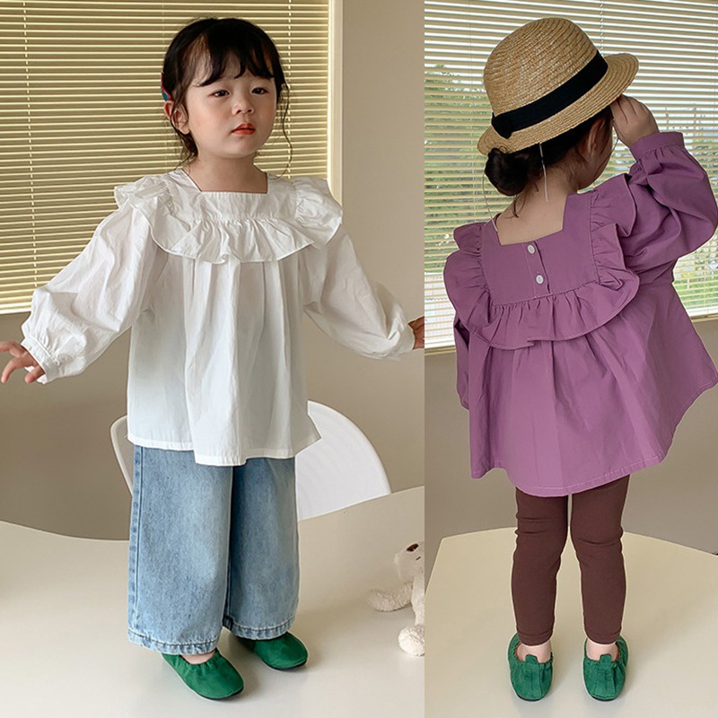 Áo Sơ Mi Tay Dài Cổ Vuông Dáng Rộng Thân Thiện Với Da Thoáng Khí Thời Trang Xuân Thu Cho Nữ