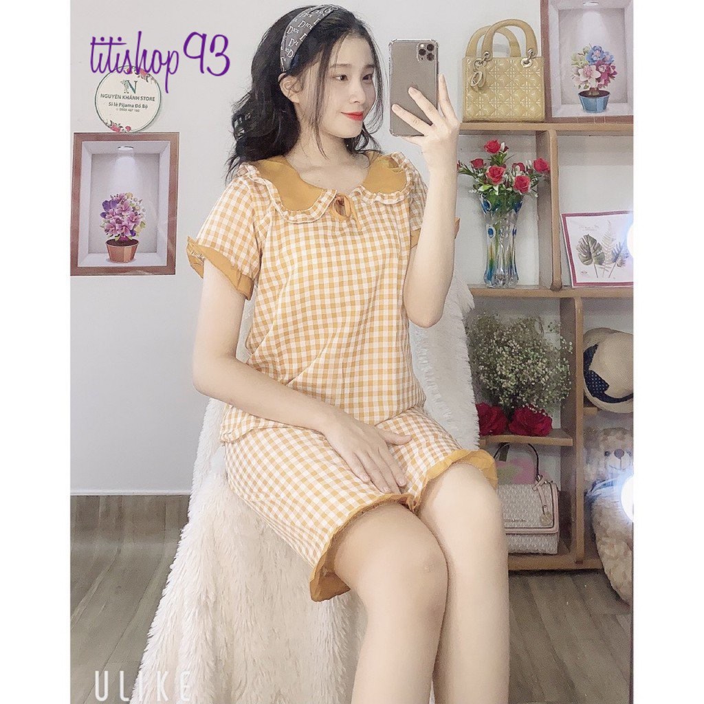 🔥[GIẢM SỐC]🔥 Bộ đồ mặc nhà siêu dễ thương 🔥FREESHIP🔥Bộ ngủ lụa caro nơ tiểu thư, siêu xinh, siêu mát/Titishop93 | BigBuy360 - bigbuy360.vn