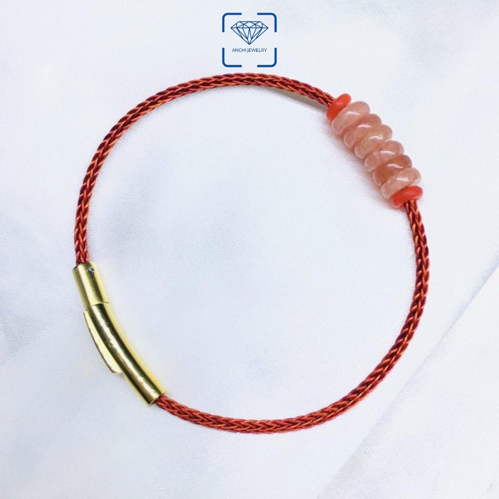 Vòng tay đồng điếu đá đỏ phong thủy mệnh hỏa, thổ. Anchi jewelry