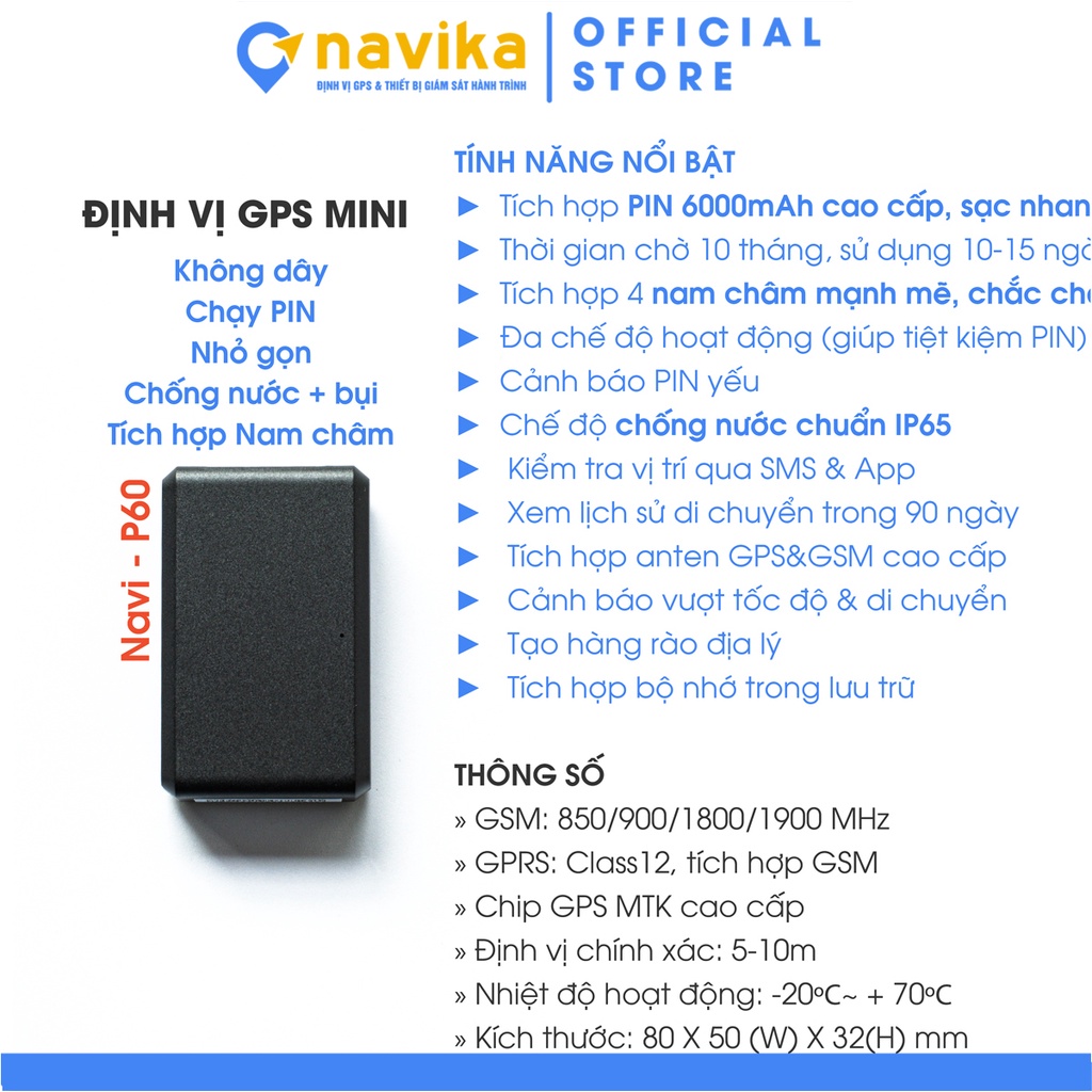 Thiết bị định vị gps mini, định vị mini cầm tay độ chính cao dùng pin-Navi P30