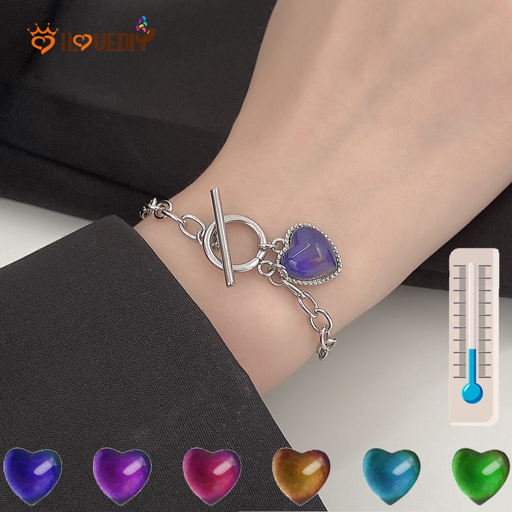 Vòng Đeo Tay Mặt Trái Tim Màu Sắc Ngọt Ngào Phong Cách Hàn Quốc Thời Trang Cho Nữ