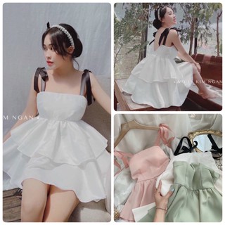 Đầm tầng hai dây cúp ngực