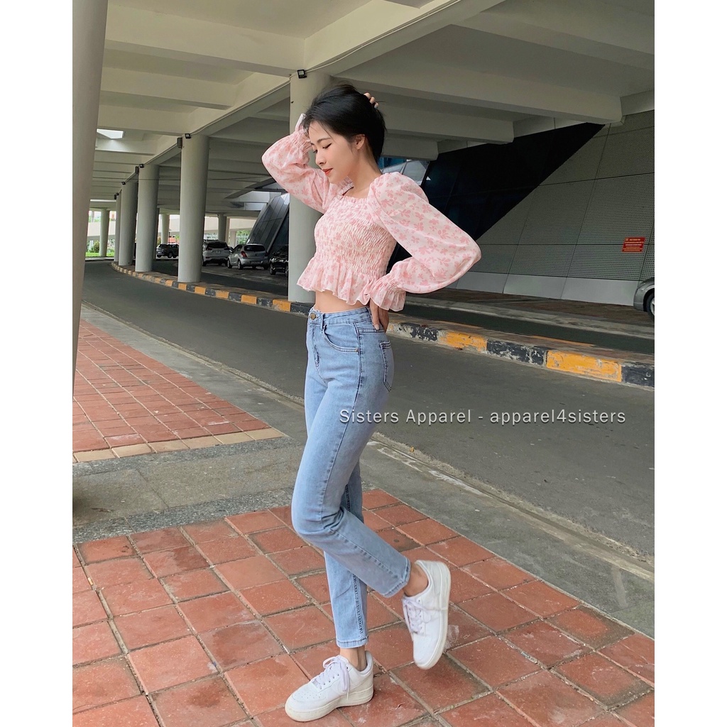 Quần skinny jeans ống đứng -QJ095 ( Xanh Nhạt/Đen)