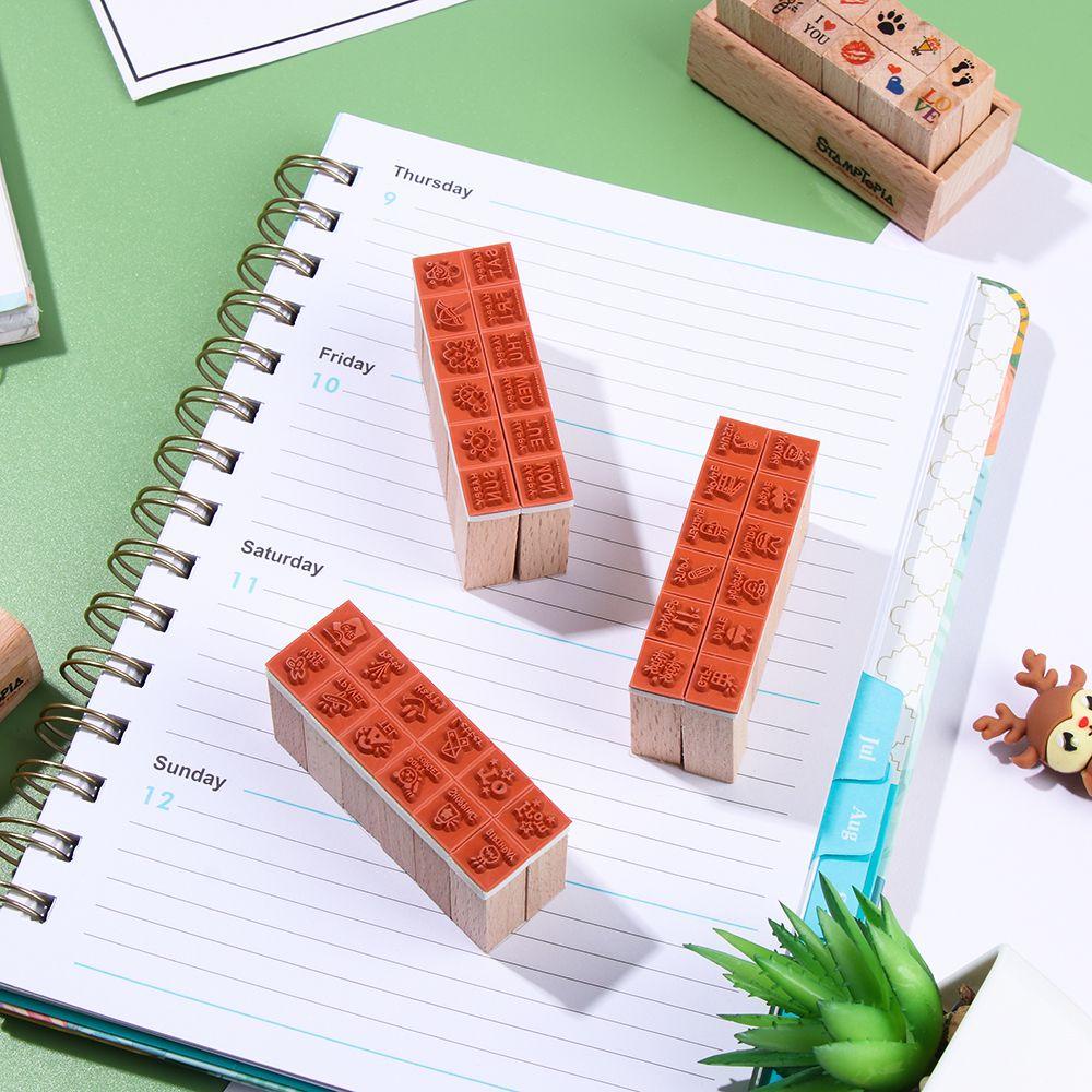 Set 12 Con Dấu Gỗ Trang Trí Sổ Lưu Niệm