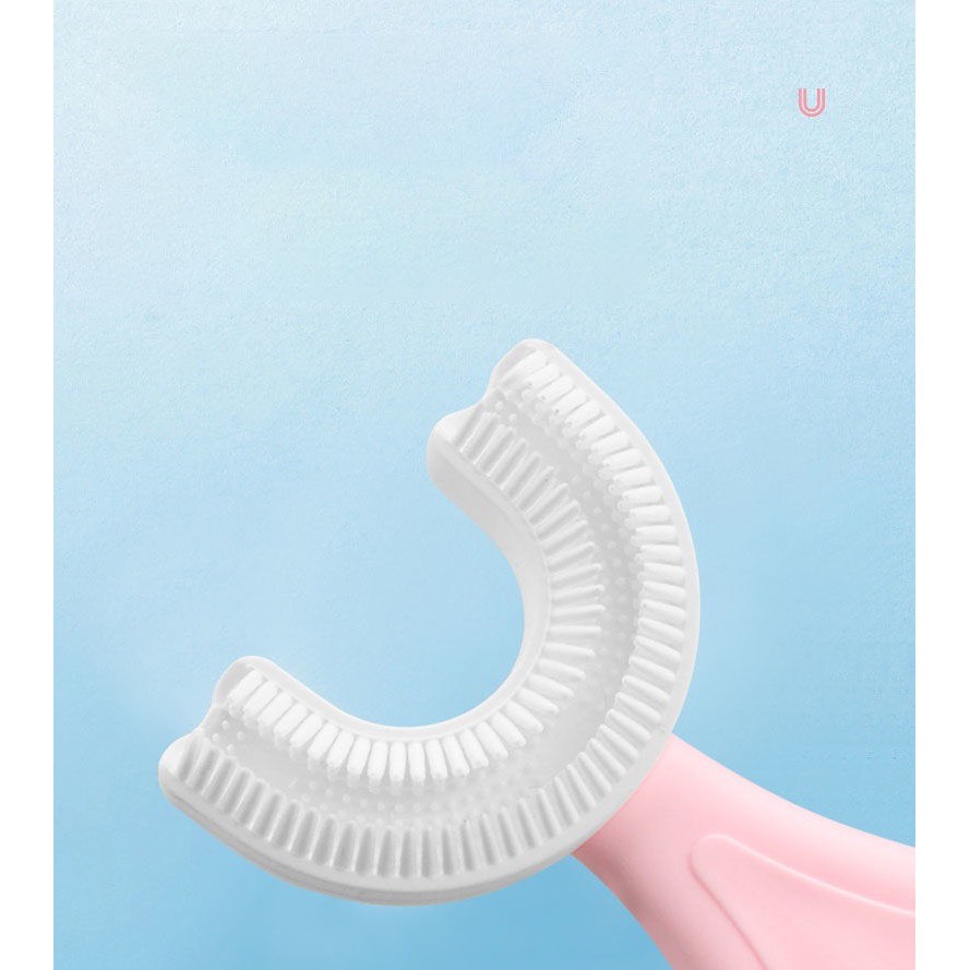 Bàn chải đánh răng chữ U silicon cho bé, bàn chải đánh răng silicon mềm mại cho bé tập đánh răng từ 2 đến 6 tuổi