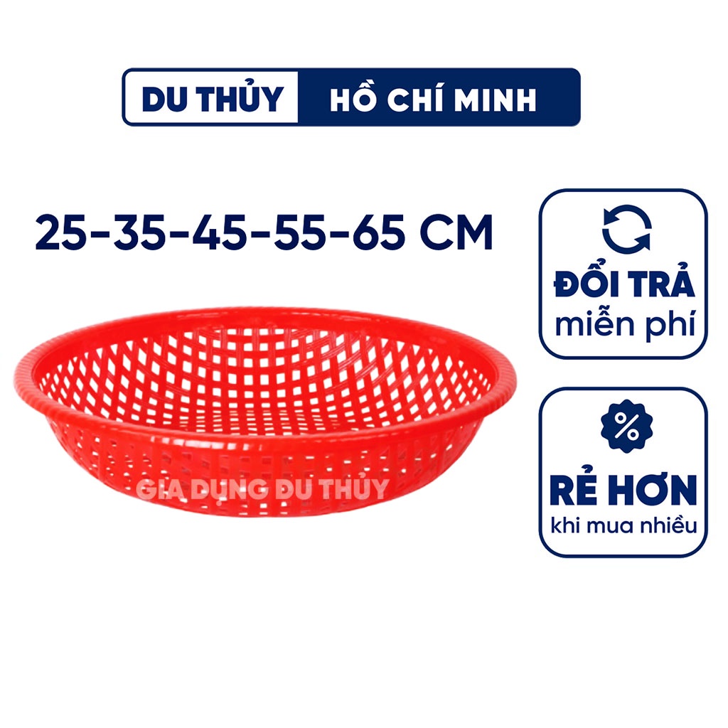 Rổ nhựa tròn cạn đủ size từ 25-65m, rổ nhỏ và to phù hợp phơi khô, phơi thực phẩm, bày bán trái cây, nhựa PP bền và đẹp