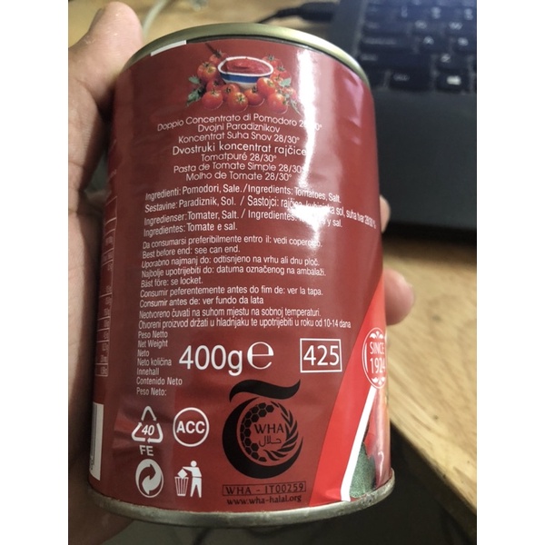 Cà chua xay nhuyễn Fiamma 400gr/ Tomato paste