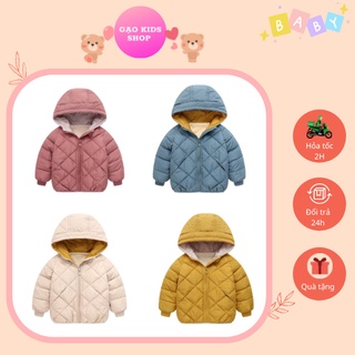 Áo phao cho bé, áo khoác phao cho bé trai bé gái trám có mũ lót nỉ siêu ấm cho bé 13-33kg 5 màu chất phao mềm