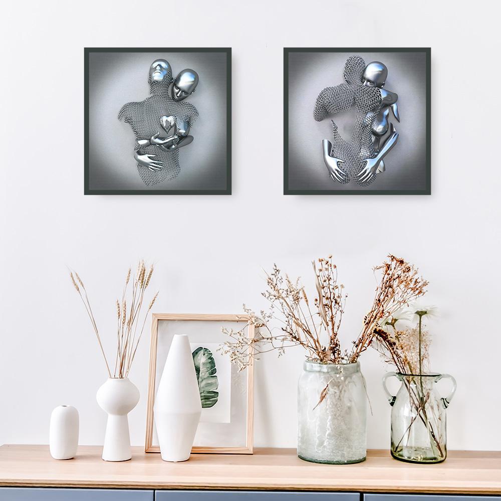 KUNHEV Tranh Vải Bạt Treo Tường In Hình Cặp Đôi Tương Phản Trang Trí|Áp Phích In Áp Phích