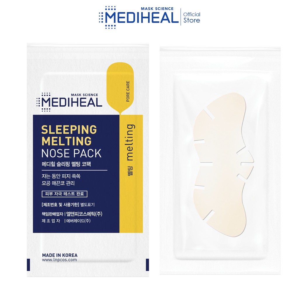 [pp MEDIHEAL VN Hộp 3 miếng] Mediheal Sleeping Melting Nose Pack - Mặt Nạ Ngủ Mediheal Làm Sạch Mụn Đầu Đen Dành Cho Mũi