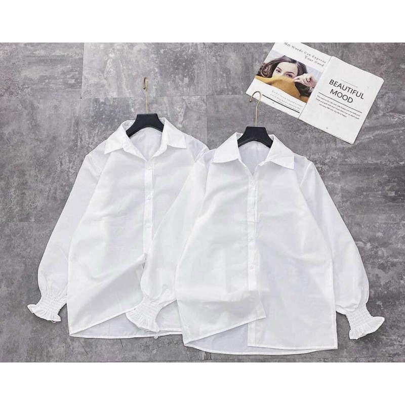 Áo sơ mi trắng tay bo chun siêu xinh. Size S M