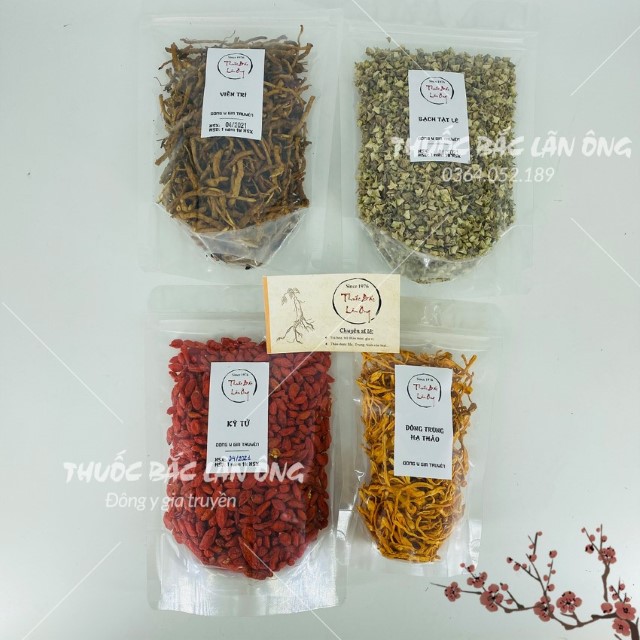 Trà Bổ Thận Dương (200g Bạch Tật Lê, 100g Kỳ Tử Hữu Cơ, 50g Viễn Chí, 100g Đông Trùng Hạ Thảo)