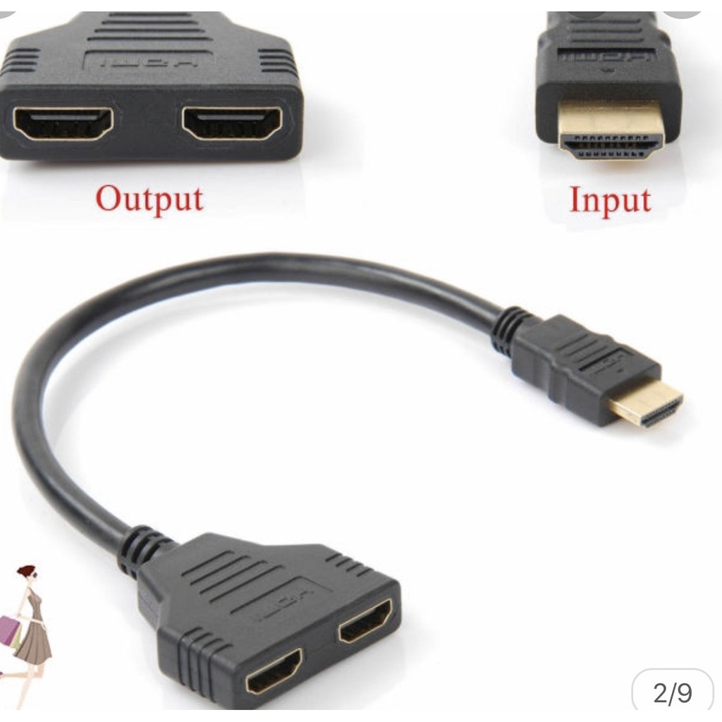 [Mã ELHACE giảm 4% đơn 300K] Cáp chia tín hiệu HDMI 1 ra 2 (Đen)