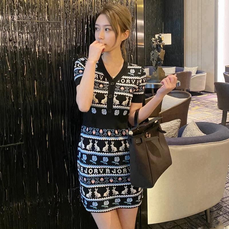 Đầm dệt kim tay ngắn chiết eo thiết kế mới thời trang mùa hè theo phong cách vintage dành cho nữ
 | BigBuy360 - bigbuy360.vn