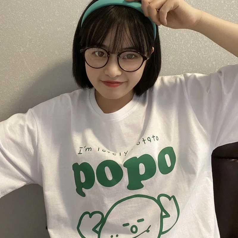 NRVP Áo Thun 100% Cotton Dáng Rộng Thời Trang Hàn Quốc Cho Nữ