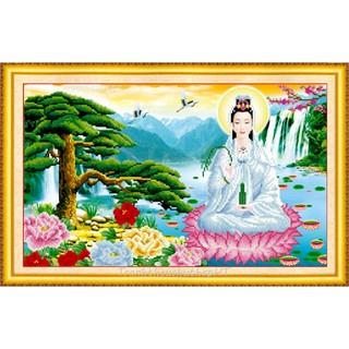 Tranh thêu chữ thập 3D Phật Quan Âm 61*41cm LV3285 - tự thêu