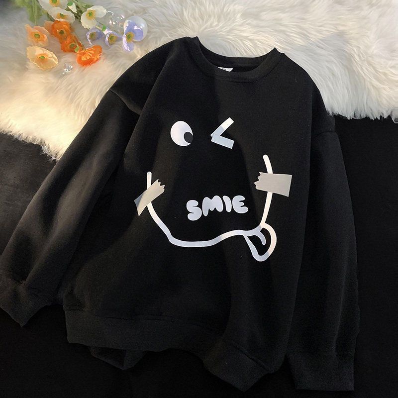 Jiashucheng Áo Nỉ Dáng Rộng Dễ Phối Đồ Phong Cách Hàn Quốc Thời Trang Mùa Thu Đông Dành Cho Nữ