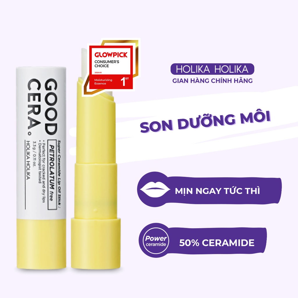 Son dưỡng môi Hàn Quốc Holika Holika Good Cera Super Ceramide cấp ẩm, giúp môi mềm mịn hồng hào - 3,3g