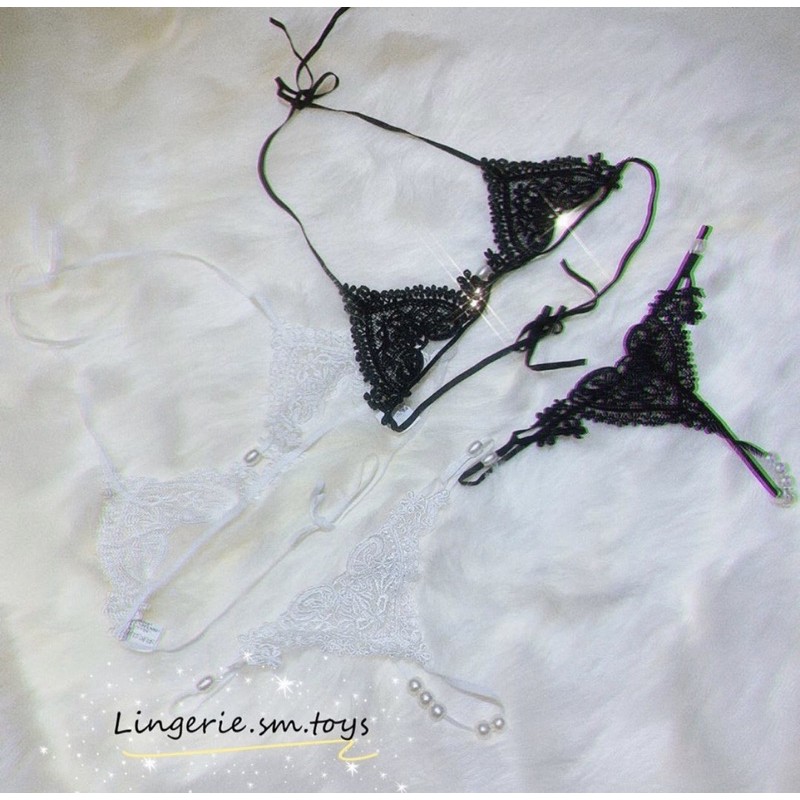 FM7107 Nội Y Ren Hình Trái Tim Phối Ngọc Điểm Nhấn - Áo Không Gọng Mút Gợi Cảm - 2 Màu Đen/Trắng - Bralette Sexy | BigBuy360 - bigbuy360.vn