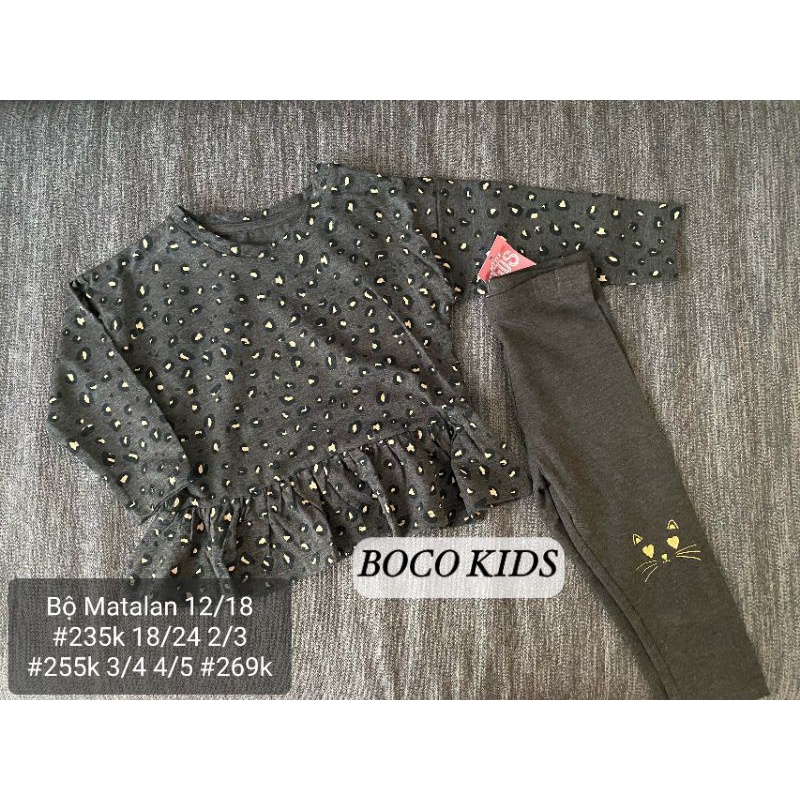 Bộ đồ thu đông bé gái họa tiết hãng Matalan Uk