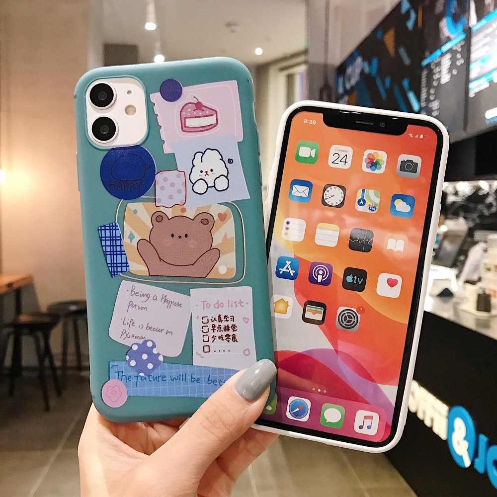 Ốp điện thoại mềm in họa tiết xinh xắn cho iPhone 6S 6 7 8 Plus X XS Max XR 11 Pro Max