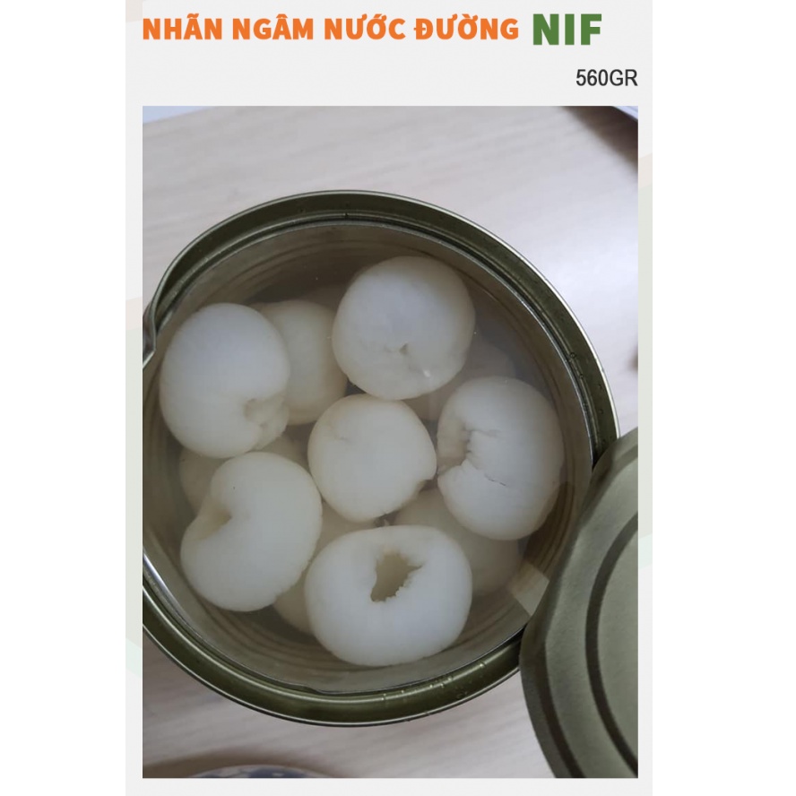 Nhãn ngâm nước đường đóng lon NIF - lon 560g