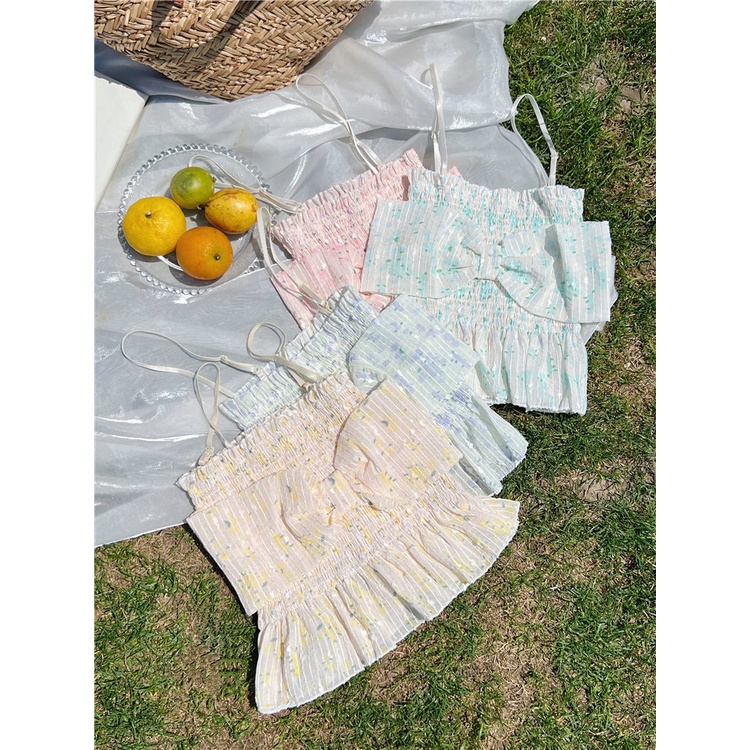 Áo Hai Dây Dáng Ngắn Ôm In Họa Tiết Hoa Thời Trang Cho Nữ