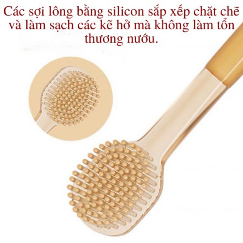 (Loại Tốt) Sét rơ lưỡi cùng bàn chải cho bé, chất liệu silicon y tế, không chưa BPA an toàn cho bé, mềm mại bé hợp tác