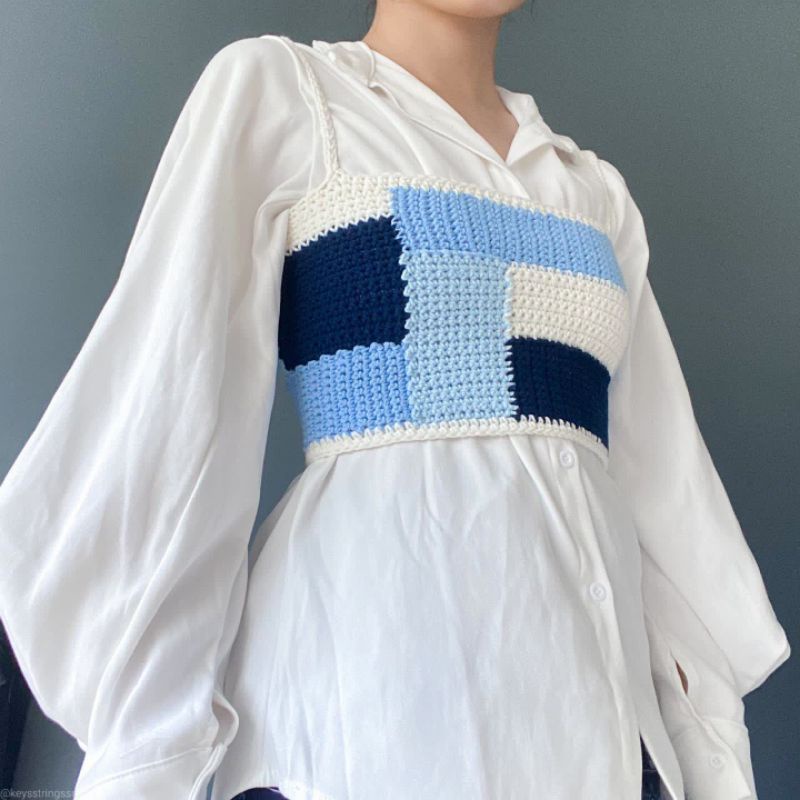 Crochet croptop sea / áo croptop len handmade