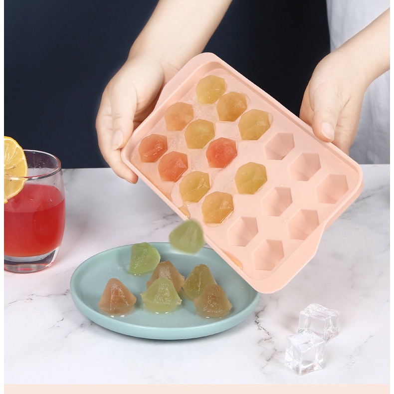 Khay đá tròn, khuôn làm đá có nắp đậy thông minh hình viên tròn, hình kim cương cực đẹp - Gia dụng Homewares