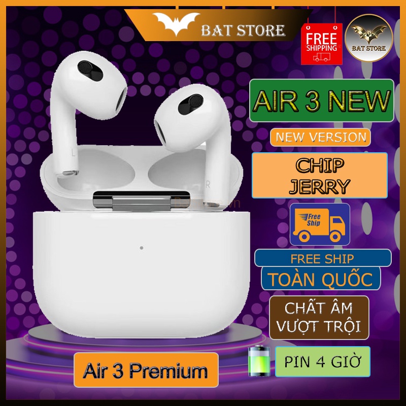 Tai Nghe AP Air 3 Thế Hệ Mới New Version, Âm Thanh Vòm, Đổi Tên, Định Vị, Âm Thanh Tuyệt Hảo.