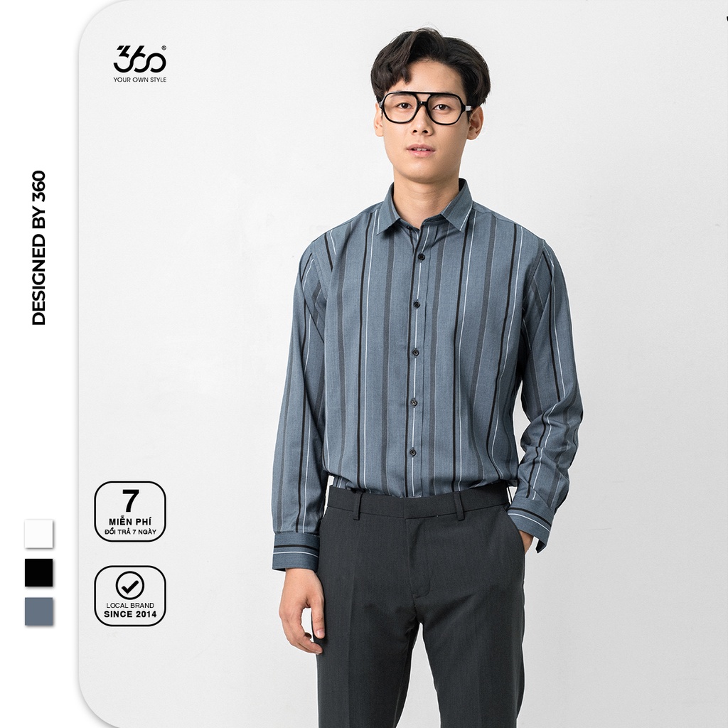 Áo sơ mi kẻ sọc cổ bẻ local brand 360Boutique chất liệu cao cấp - SKDTK229