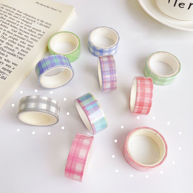 Cuộn Băng Keo Washi Họa Tiết Kẻ Sọc Phong Cách Hàn Quốc Độc Đáo Trang Trí Sổ Tay / Nhật Ký DIY