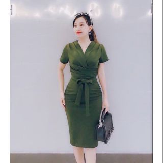 Đầm body chéo ngực cột eo
