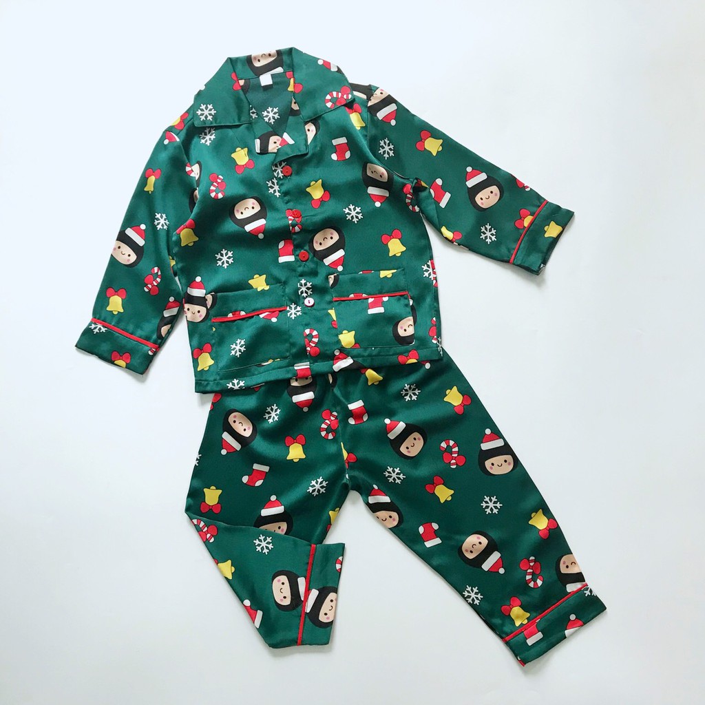 Bộ Pijama ngủ cho bé trai bé gái vải Lụa Satin mềm đẹp Nhiều mẫu Thú vui nhộn size 10-45kg