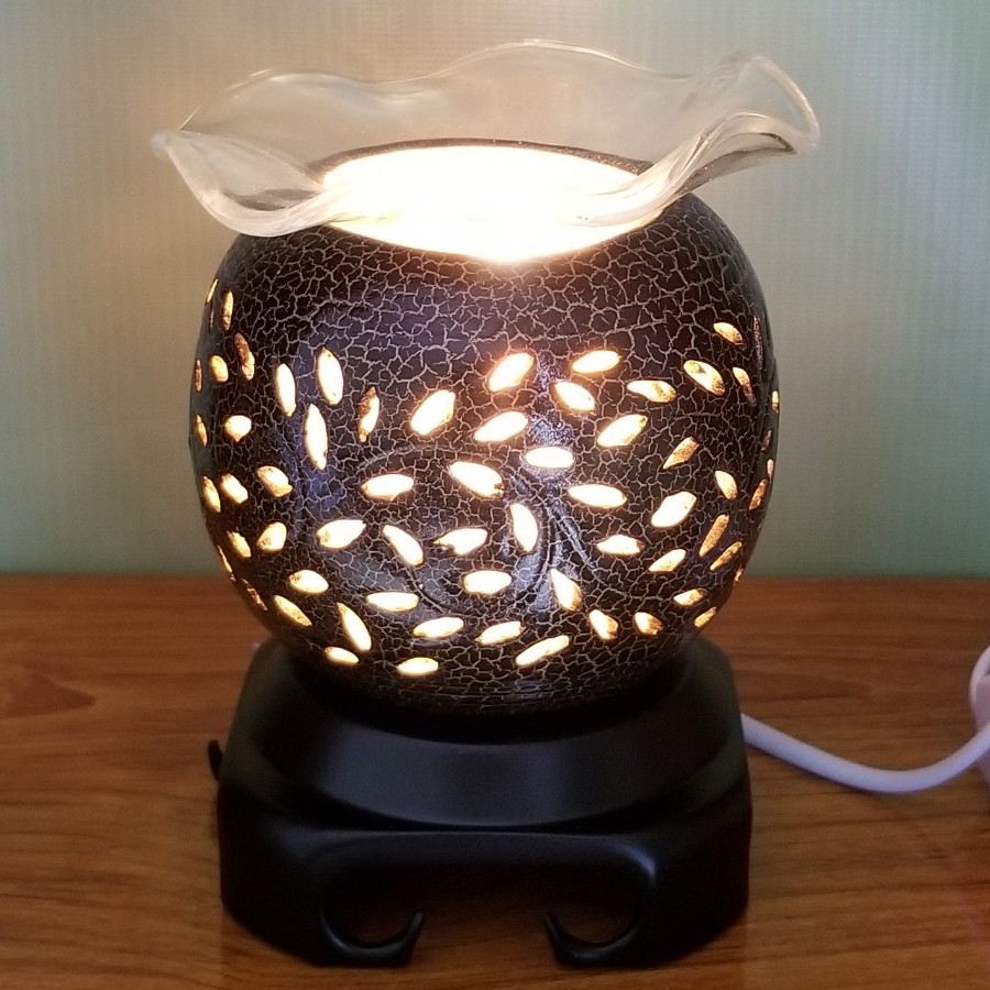 Đèn xông tinh dầu điện bằng gốm lá nhỏ