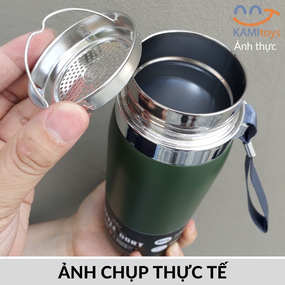 Bình nước giữ nhiệt lạnh và nóng nắp có màng lọc cỡ 800-1000ml inox 3 lớp mã 22048