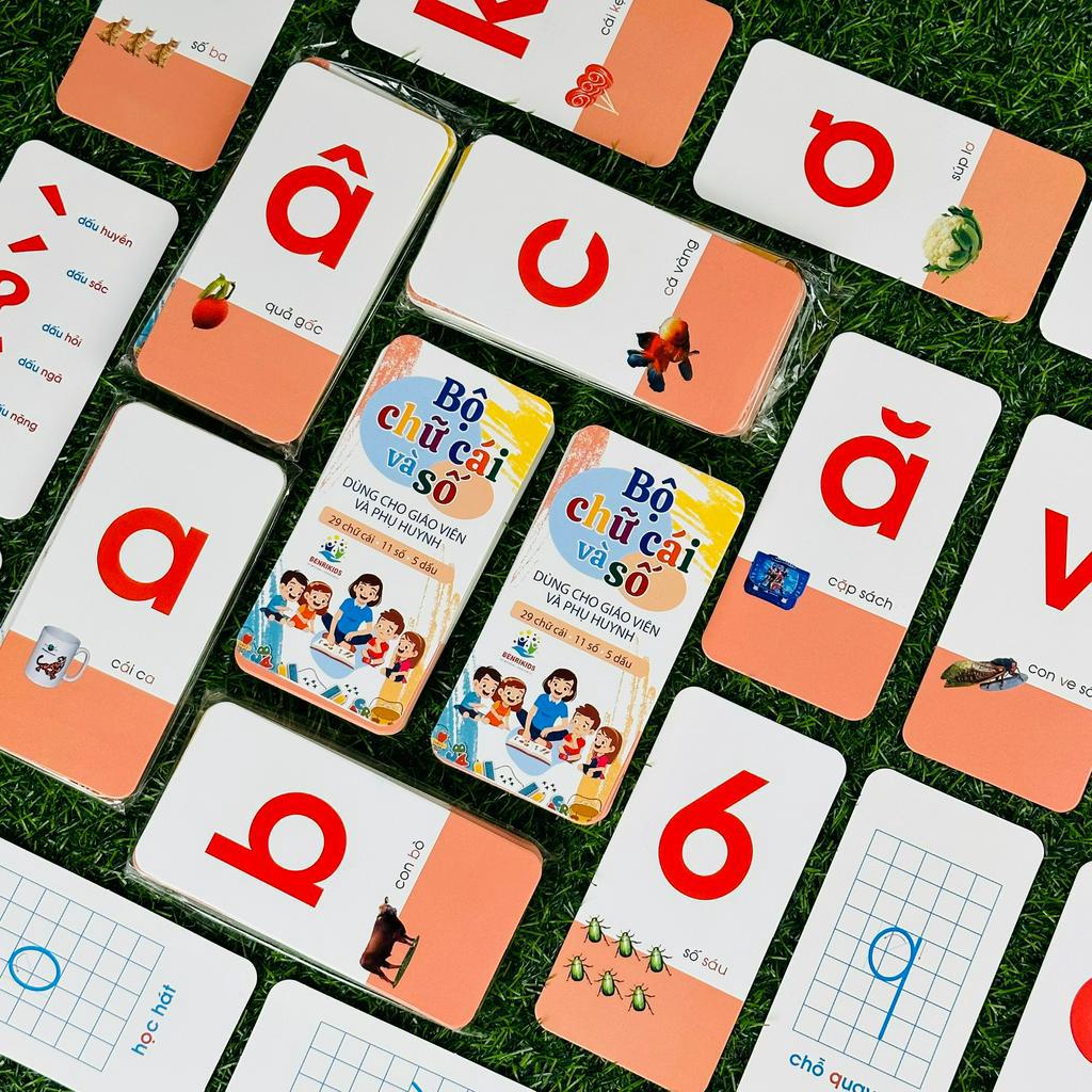 Bộ Thẻ Flascard, Giáo Cụ Montessori Cho Bé Học Chữ Cái, Số Đếm Và Luyện Viết Từ Sớm