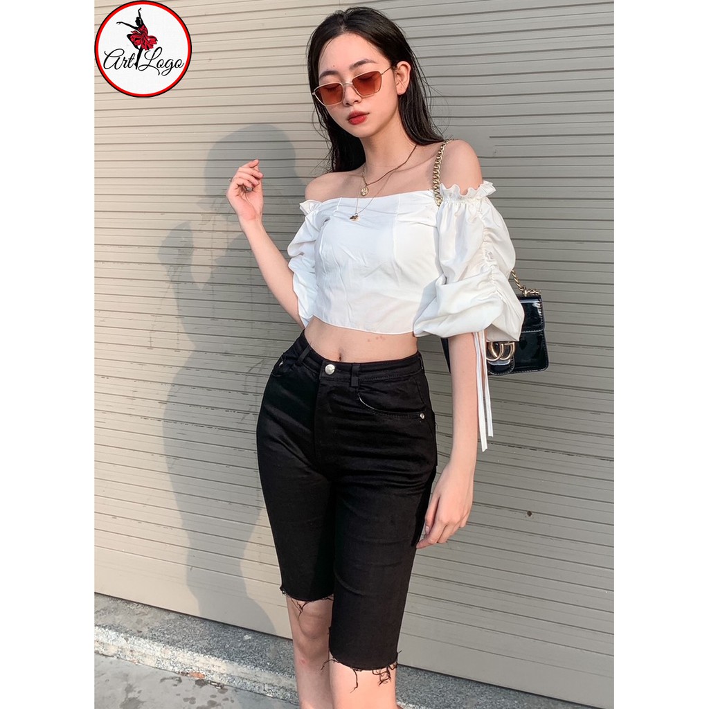 Set bộ đồ nữ đi chơi áo voan rớt vai quần jean "ÁO RỚT VAI" | BigBuy360 - bigbuy360.vn