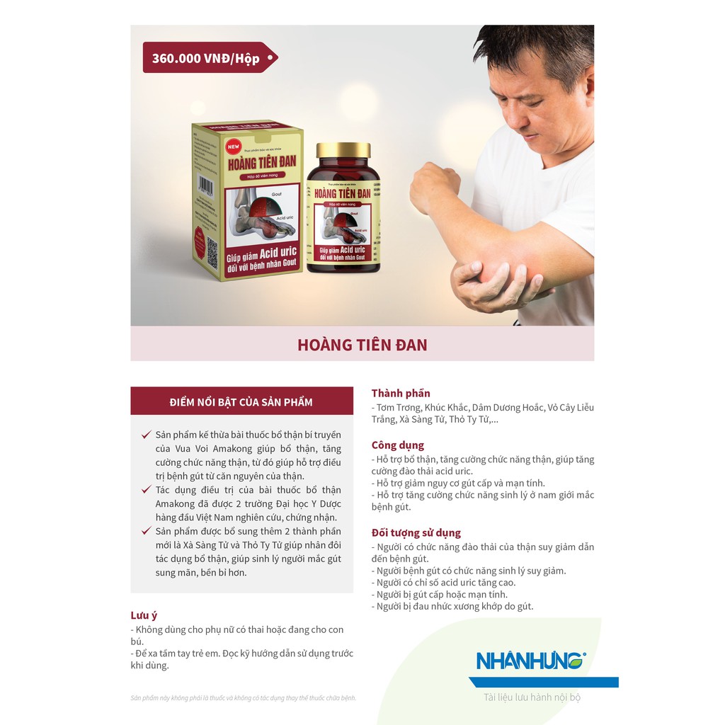 Hoàng Tiên Đan mẫu Mới- Giảm triệu chứng bệnh gút, giảm acid uric, tăng cường chức năng gan thận