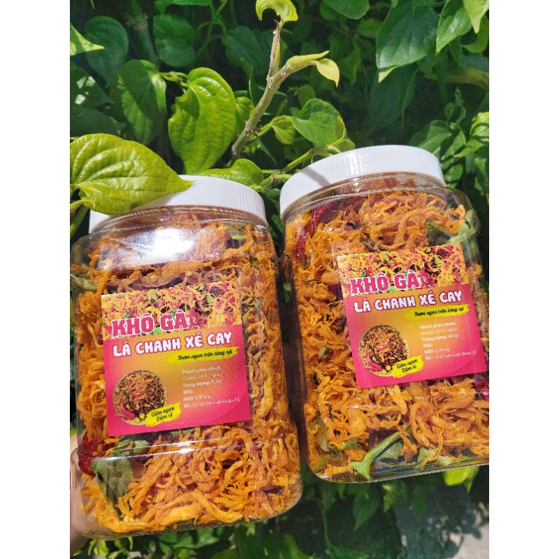 Khô gà lá chanh xé cay 500gr - Thịt gà sấy khô tẩm gia vị lá chanh ớt cay  ( Thơm ngon - Đậm vị) - Ăn vặt Thi Thi