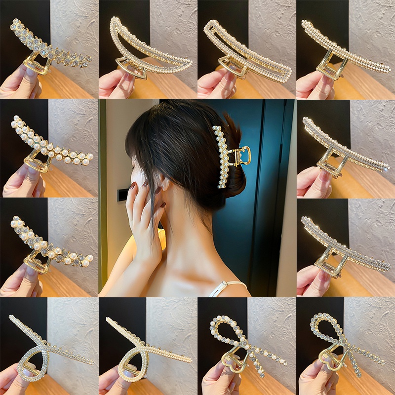 Kẹp tóc kim loại phối ngọc trai nhân tạo thanh lịch