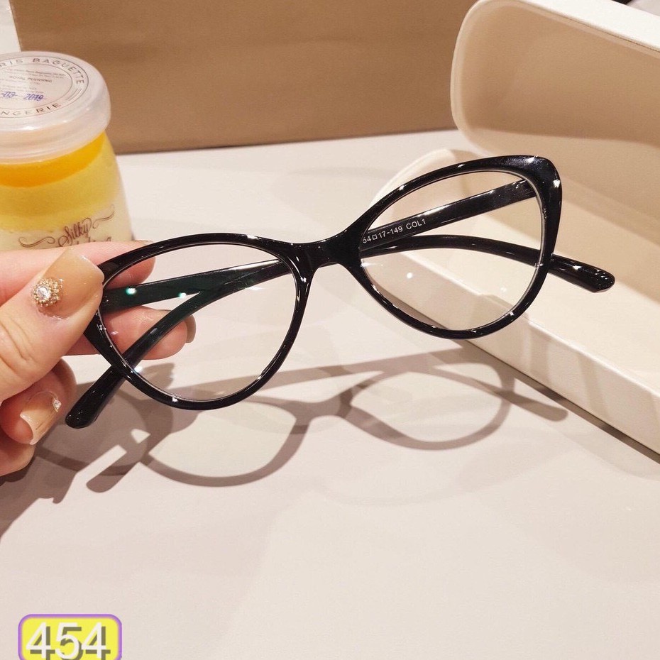 Kính Form xếch Nam Nữ 454 Chất liệu nhựa hàn quốc kiểu dáng hot trend