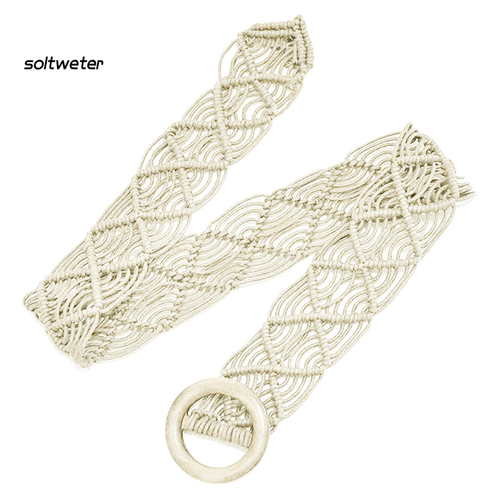 Thắt Lưng Da Khóa Gỗ Tròn Phong Cách Cổ Điển Cho Nữ