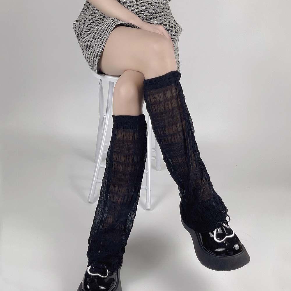 Vỏ Bọc Chân Lolita Họa Tiết Kẻ Sọc Phối Ren Giữ Ấm Mùa Hè Cho Nữ