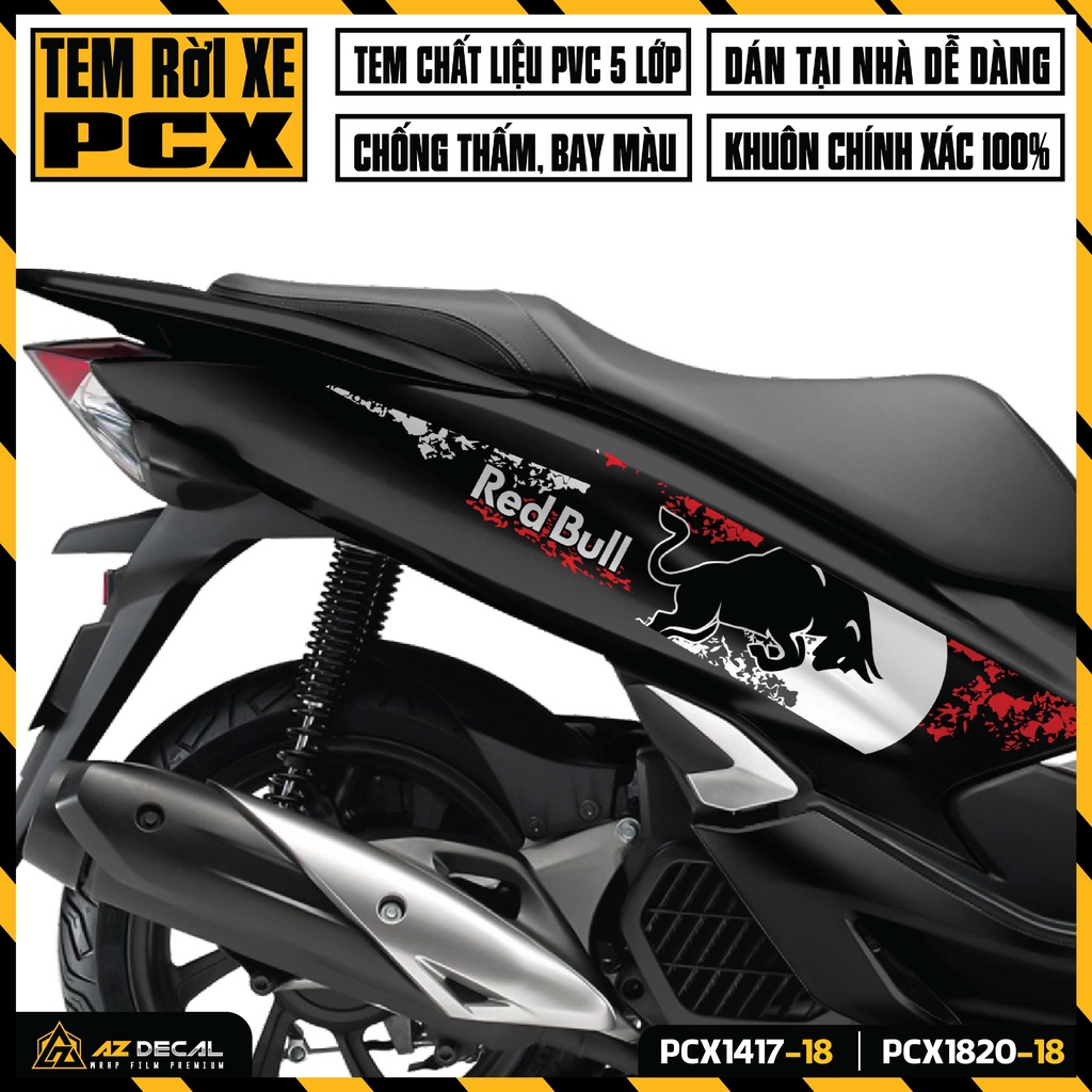 Decal Rời Xe PCX 125 150 160 Mẫu Redbull | PCX-18 | Tem Độ Dán Xe PCX 2014 - 2020 Chống Nước, Bền Màu