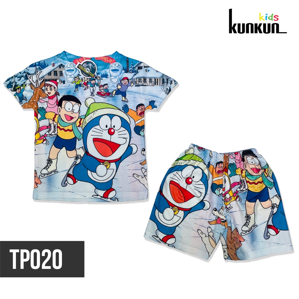 Đồ bộ bé trai Thun lạnh hình mèo máy doraemon tuyết size đại từ 10-60kg KunKun Kid TP020