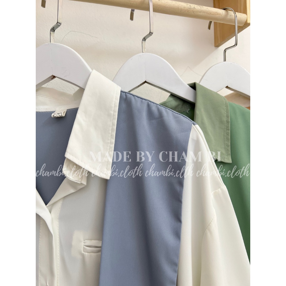 Áo sơ mi style Hàn Quốc A.333, Áo kiểu cộc tay cổ khăn quàng phong cách đơn giản ngọt ngào - Thời trang shop Chấm Bi